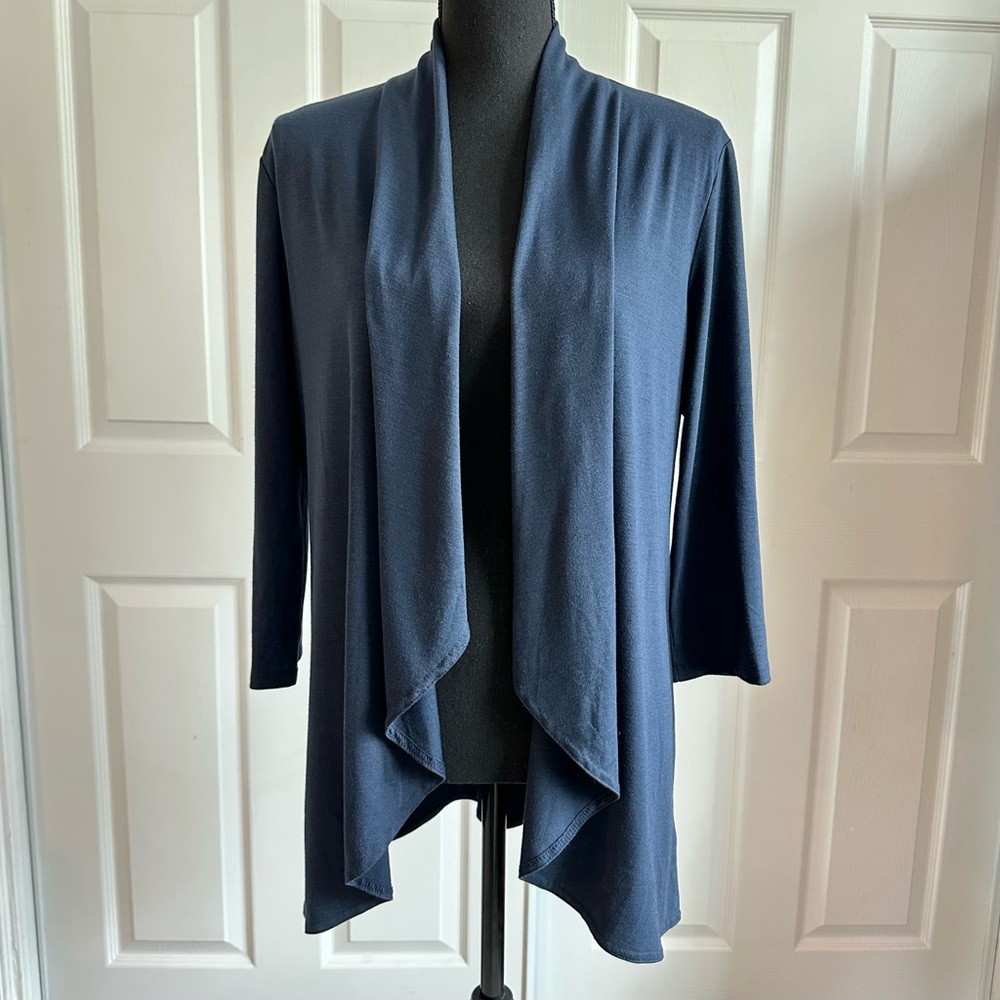 Croft & Barrow Navy Blue Stretch Jersey Knit Open Front Cardigan